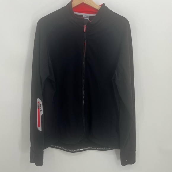 Santic Black Red Trim Full Zip Biking Cycling Jacket - Picture 1 of 14